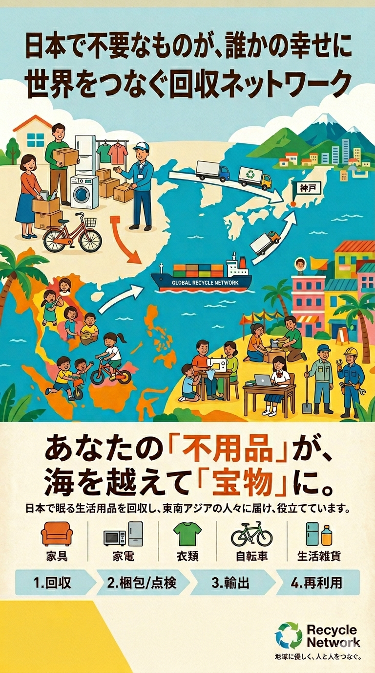 日本で不要なものが誰かの幸せに — リサイクルネットワーク